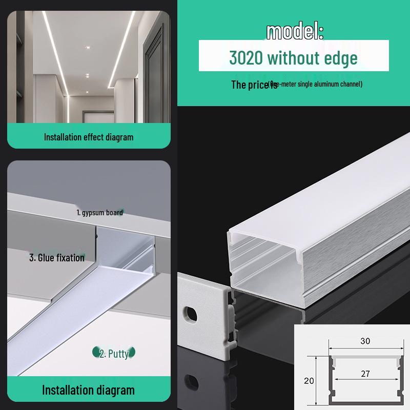 Seamless Linear Recessed LED Light Channel - Aluminum Strip Slot Design
