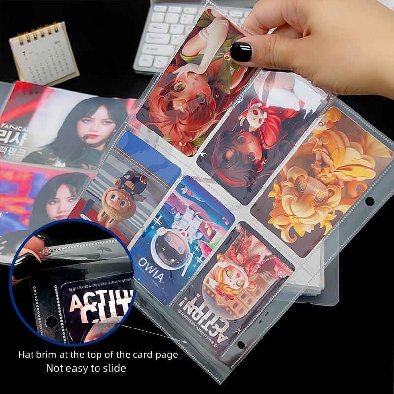 Сменный блок для альбома с карточками формата А5 с 7 отверстиями: Прозрачная 3-дюймовая сетка из четырех квадратов для карточек идолов