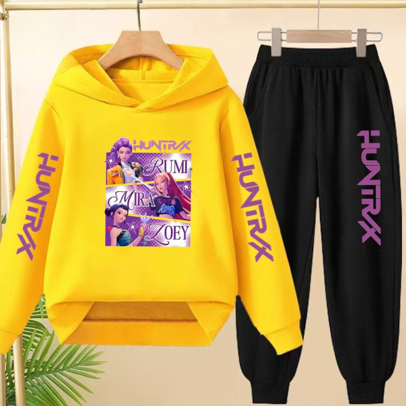 Детский милый аниме костюм для девочек и мальчиков, охотников на демонов, спортивный топ + штаны, худи из двух частей