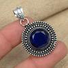 Синий сапфировый драгоценный камень, созданный в лаборатории, кулон ручной работы из стерлингового серебра 925 пробы для нее