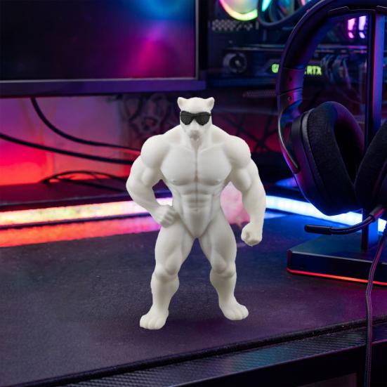 Крутая фигурка леопарда, напечатанная на 3D-принтере, забавная мускулистая статуэтка животного в солнцезащитных очках для декора дома, офиса, комнаты, стола, полки