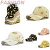 New Gold Leaf Print Baseball Cap Korean Style Gold Foil Baseball Cap Student Duck Tongue Cap Round Top Sun Hat Wholesale