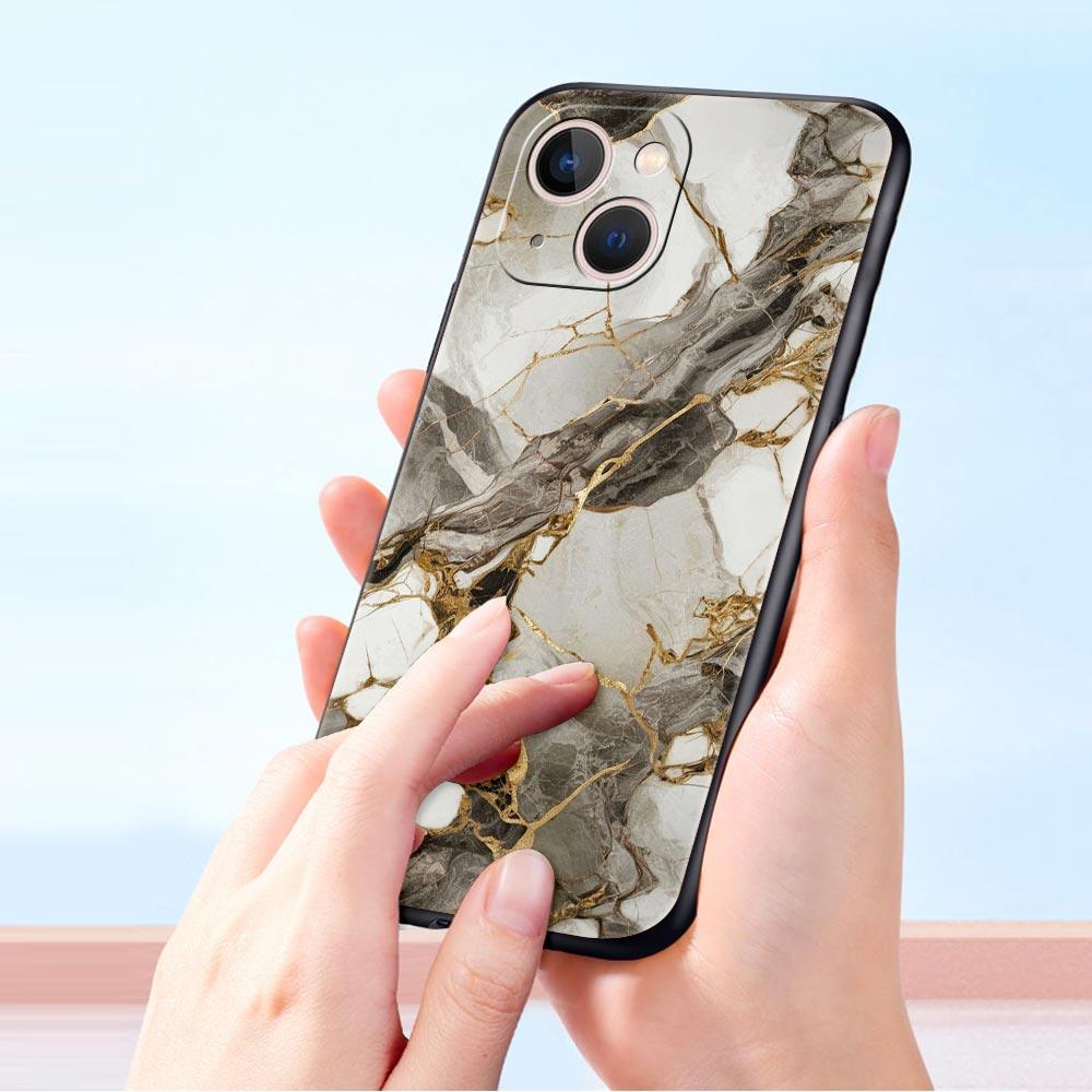 Акварельный мраморный чехол для телефона для iPhone 17 16 15 Pro Max 11 12 13 14 7 8 Plus SE 2020 X XR XS Мягкий черный