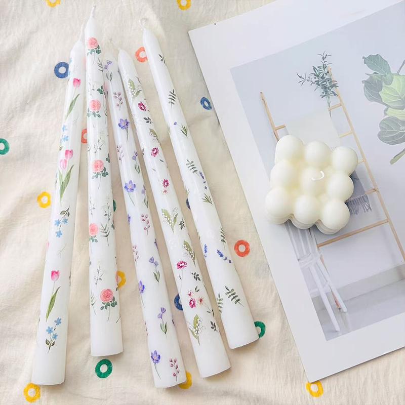 2 шт./коробка печатных свечей свадебные украшения бездымные свечи во французском стиле длинная элегантная свеча 25 см