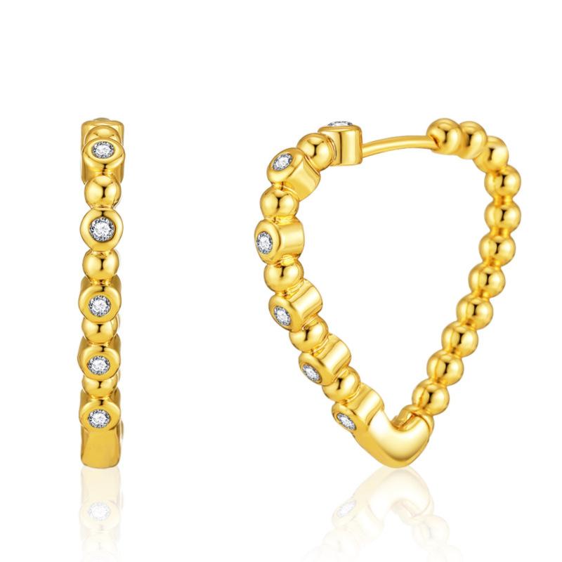 Серьги-гвоздики из меди с покрытием K Gold, креативные, с цирконами, простые