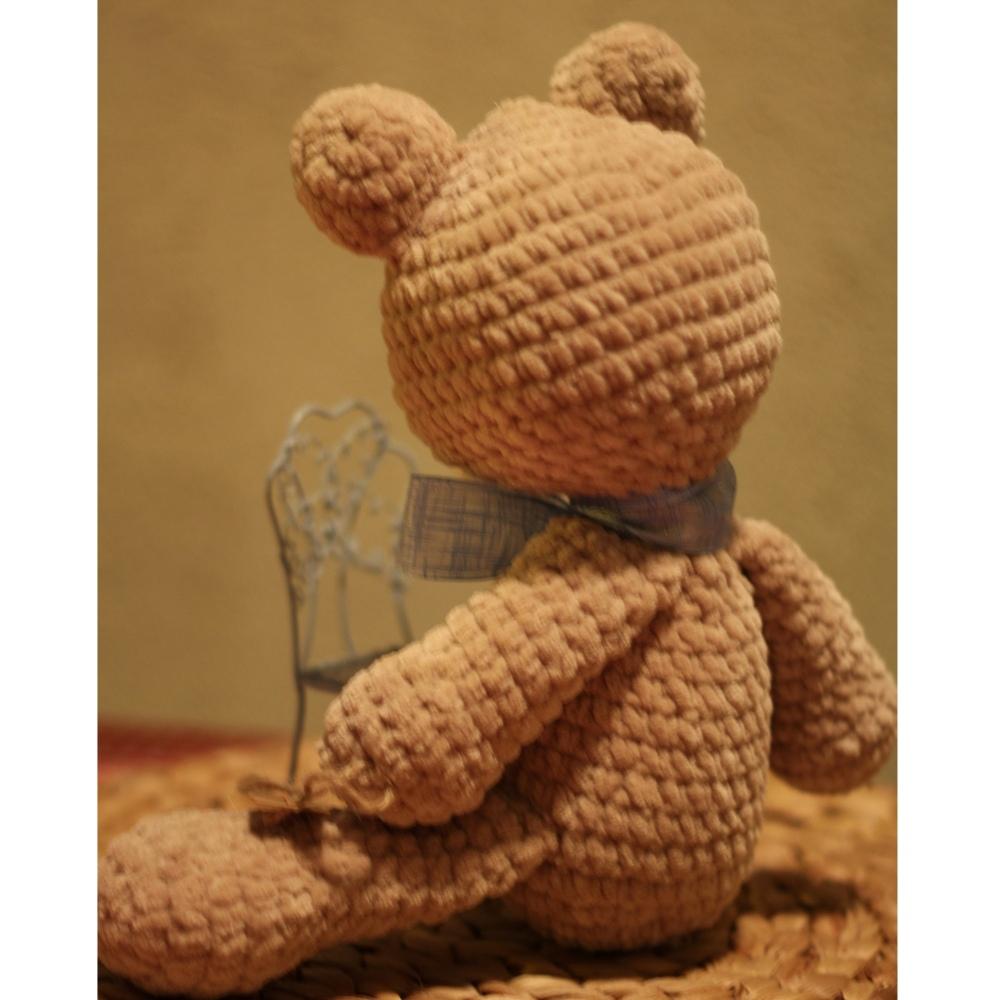 Вязаный крючком плюшевый мишка из хлопка амигуруми, мягкий бежевый