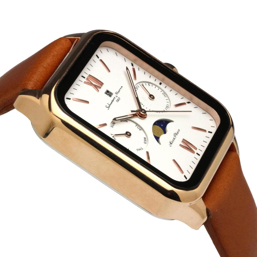 Ремень из кожи с квадратным календарем и фазами Луны, водонепроницаемый, деловой, формальный, ограниченная модель, розовый, золотой, белый [Salvatore Mara] для мужчин