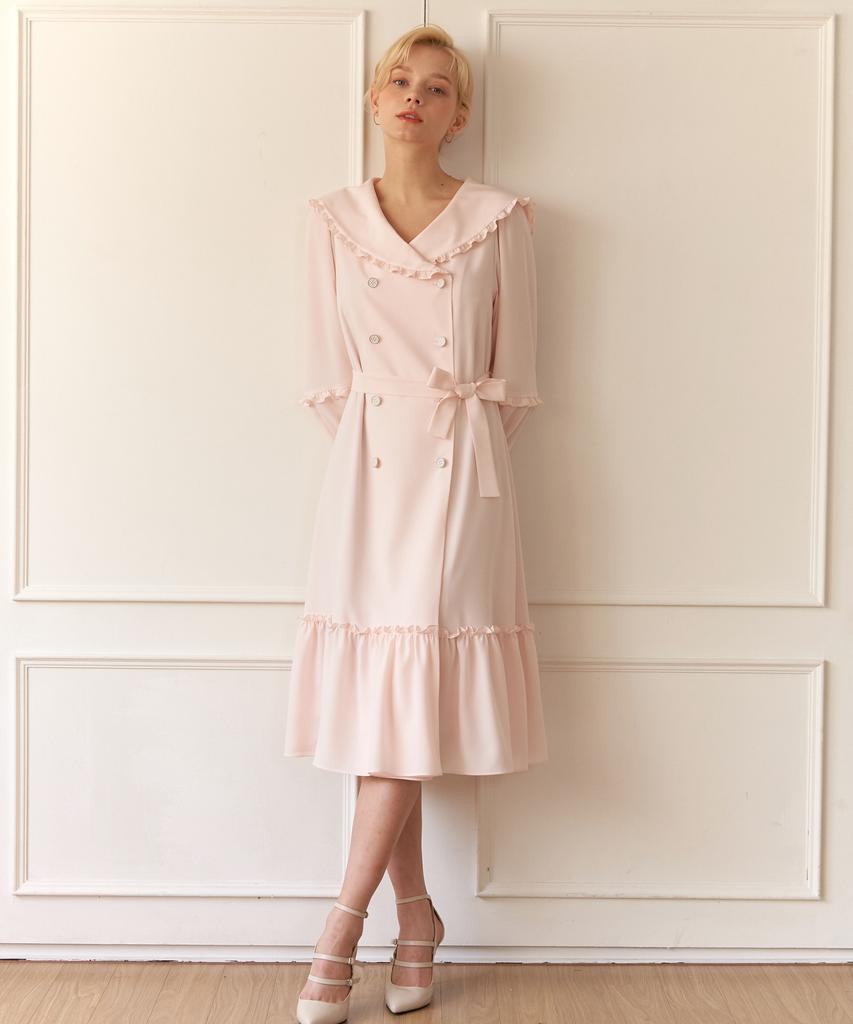 Dear Ryu Sailor Frill Collar Dress #Baby Pink