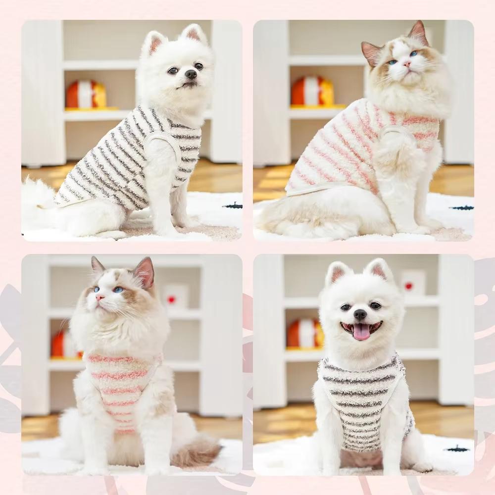 Flannel Thermal Vest Cats Dogs Winter Warm Fleece Jacket For Puppies Hairless Cats Small Breeds  Winter Cozy Pet apparel