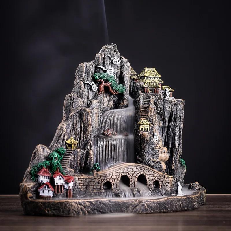 Домашний декор Большая смоляная курильница для благовоний Дзен-украшение для помещений Курильница для благовоний Украшение для гостиной Водопад с благовониями