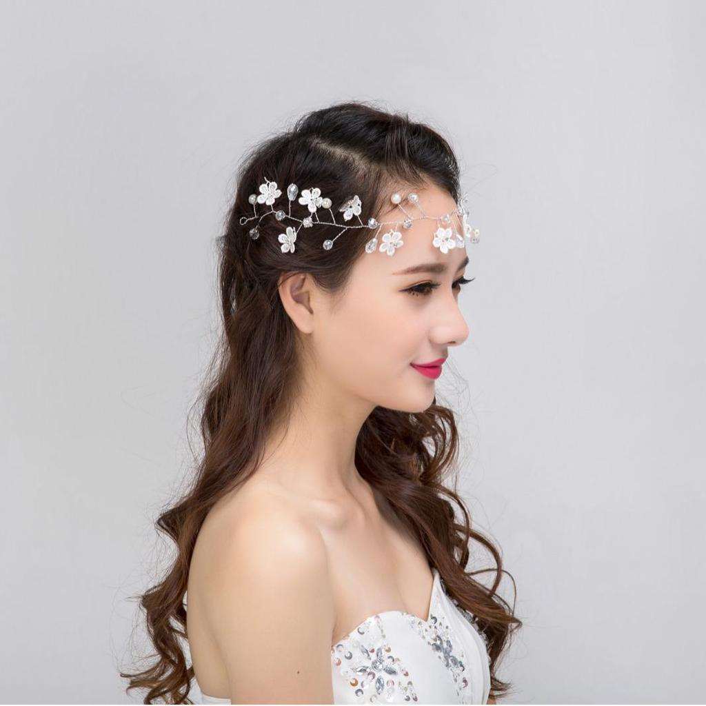 Корейский стиль Ручная работа Жемчуг и Кружево Цветок Свадебный Ободок