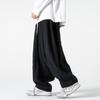 Мужские корейские модные широкие брюки мужские черные свободные повседневные шаровары однотонные японские уличные брюки для бега брюки-карго