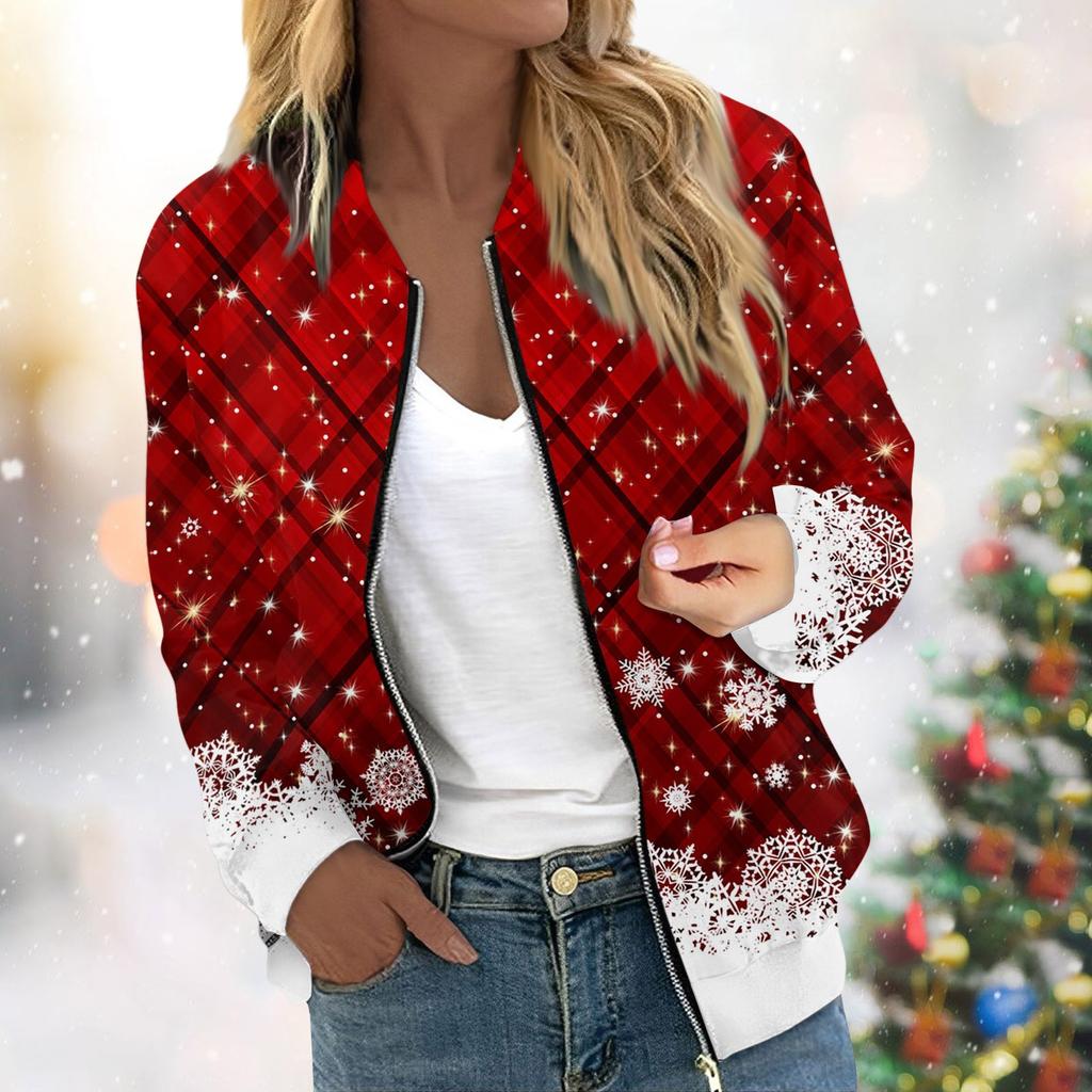 Women's Jacket Long Sleeve Lightweight Zipper Cropped Floral Printed Outerwear Casual Quilted Jacket With Pockets