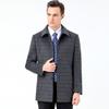 Men's Mid-length Windbreaker Single-breasted Woolen Woolen Coat Lapel Plaid Winter Middle-aged Casual Coat