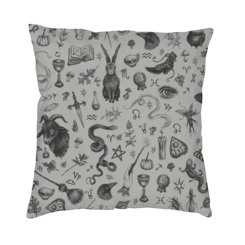 Halloween Witchcraft Witch Cushion Cover Soft Gothic Crow Cat Throw Pillow Case for Sofa Square Pillowcase Bedroom Decoration