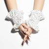 Женские короткие многослойные эластичные манжеты с цветочным принтом, фальшивые рукава с оборками, черно-белые, аксессуар для костюма, браслеты для девочки