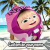 Custom Name Personalized Masha and The Bear Print Umbrella, Auto Open Close, 8‑Rib Sturdy Frame, Commute Camping Hiking Use, Birthday Gift