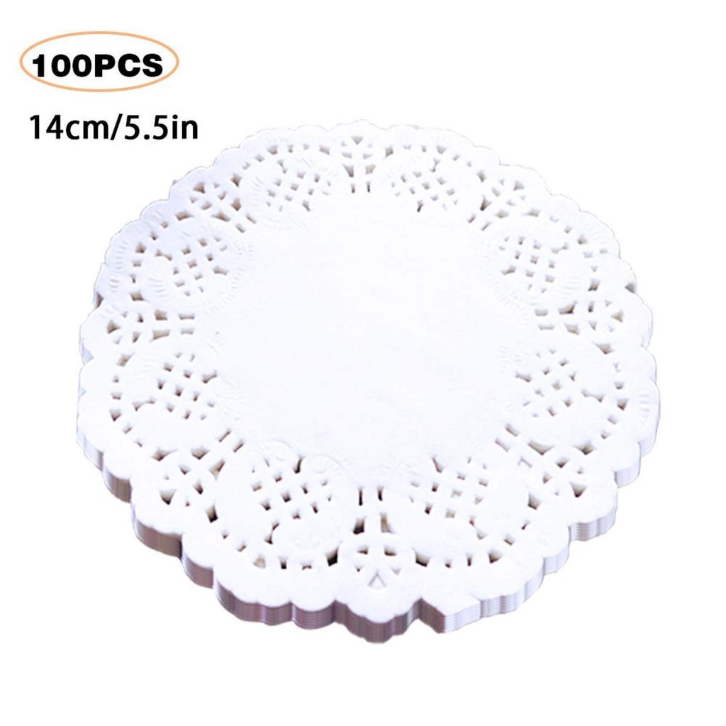 YUHAI Lace Paper, 100 Sheets, Round Coasters, Doilies, Candy, Cake, Wrapping Paper, Oil-Absorbent Paper, Greaseproof Paper, Lace Paper, Round