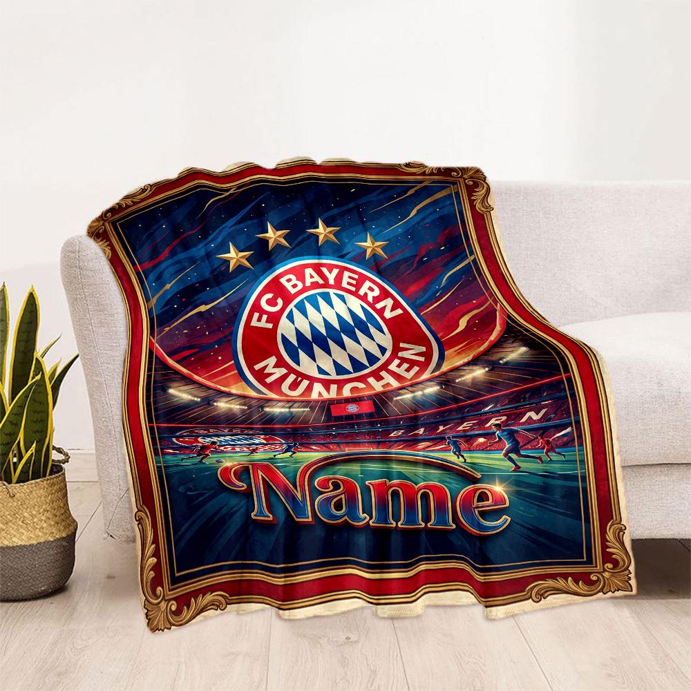 Bayern Munich Stadium Night Personalized Name Blanket Throw Customizable Blanket Warmthful Decor for Nap Couch Livingroom Chair Four Seasons Universal