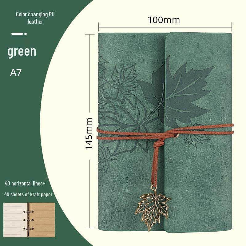 Ретро блокнот на кольцах «Кленовый лист» с настраиваемым логотипом и обложкой с эффектом «кожи»