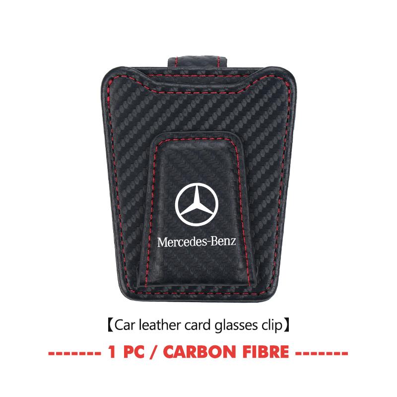 CRC1 Leather Car Glasses Clip Sun Visor Eyeglasses Card Ticket Holder For Mercedes Benz C180 C300 W124 W176 W177 C200 C260 GLC CLE