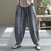 Jeans Women Cotton Embroidery Nine High Waist Wide Leg Pants Casual Vintage Loose Trousers