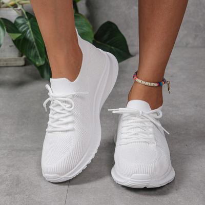 2024 Обувь для женщин Сетчатая женская вулканизированная обувь Дышащие женские кроссовки Однотонные шнурованные на низком каблуке Женская повседневная спортивная обувь