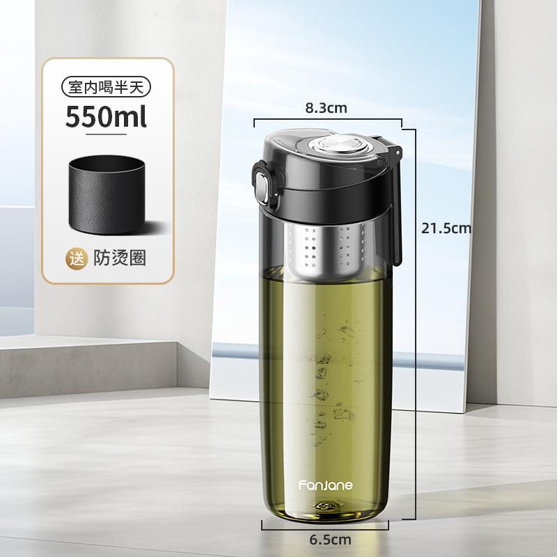Upgraded Portable TRITAN Plastic Water Bottle Cup with Magnetic Tea Infuser -20 To 100℃ BPA FREE 1000ml Sport Travel Tea Cup