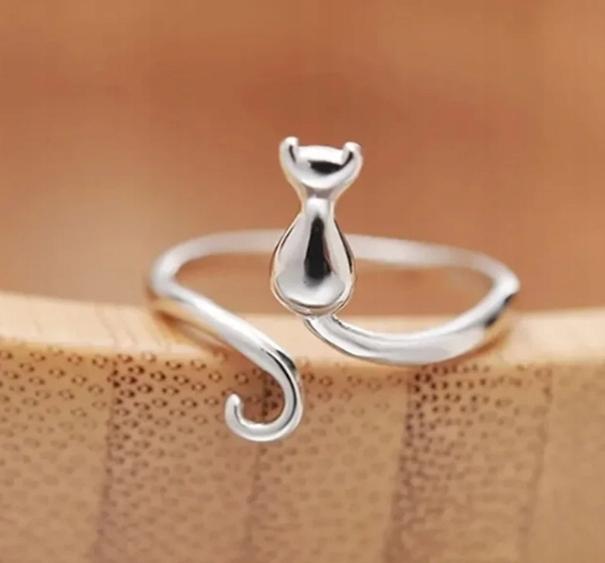 Silver Women's Adjustable Ring Universal Kitty Tail Beautiful Fashionable