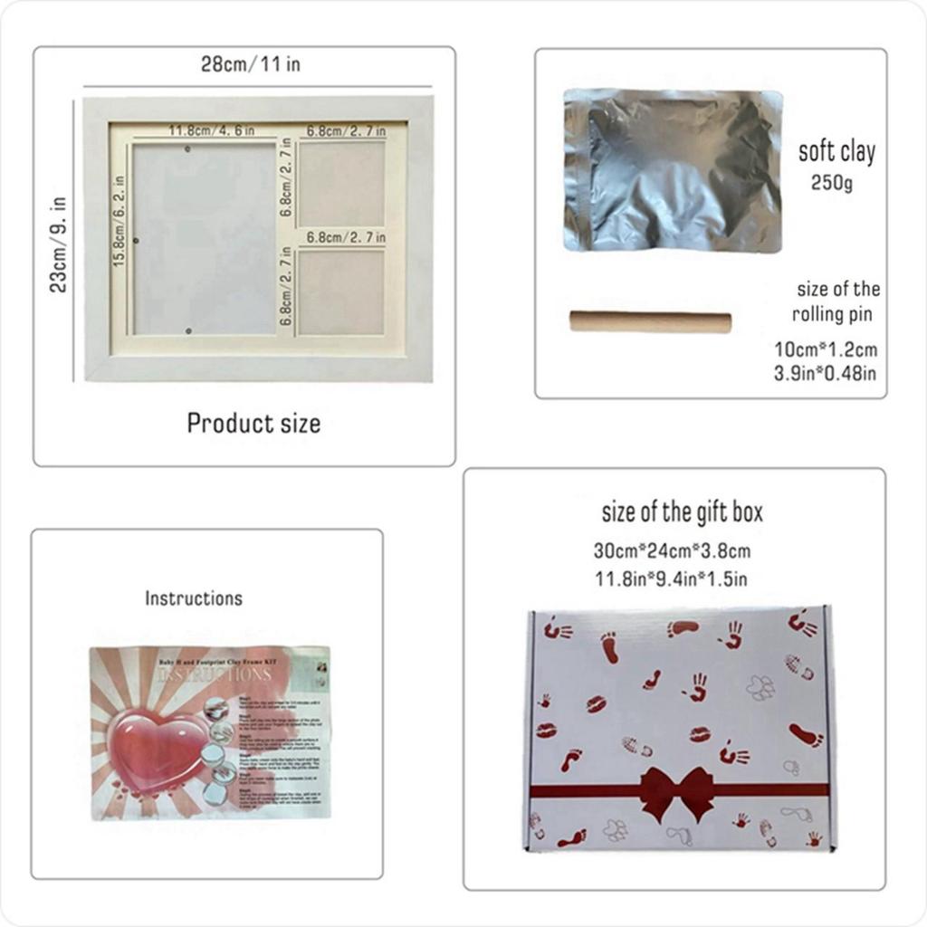 Минималистичная фоторамка для детских отпечатков рук и ног с подушечкой для чернил