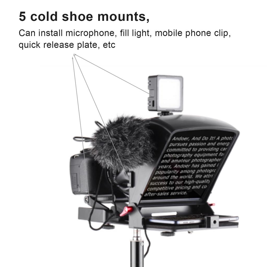 Portable Remote Control Teleprompter Video Recording Prompter for Phone/Camera/Tablet