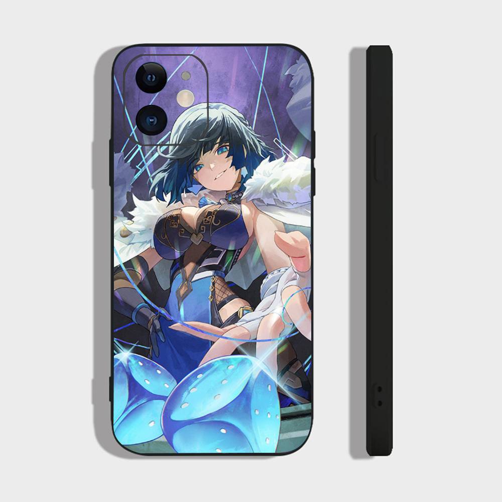 Чехол для телефона Yelan Anime Game Genshin Impact для iPhone 17 Air 16 15 14 13 Pro Max 11 12 Черный силиконовый чехол