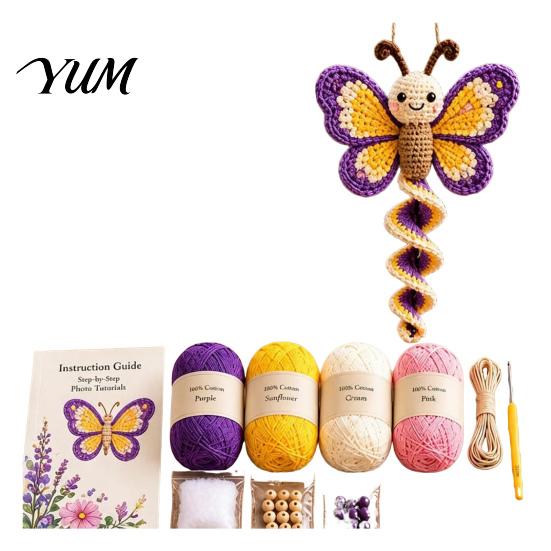 Handcrafted Yard Ornaments Crochet Spiral Hanging Kit, DIY Garden Animal Craft Patterns Ornament Making Kit for Adults, Handmade Door Decoration