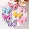 2pcs/set Rainbow Butterfly Hair Clips For Girls Fashion Sequin Hairpins Children Cute Barrettes Kids Gifts Hair Accessories