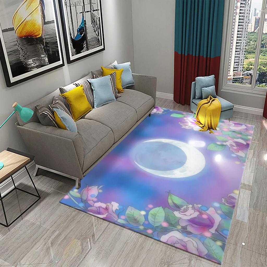 3D Moon Carpet Flower View Mat for Kitchen Bathroom Toilet Non-slip Carpet Living Room Sofa Floor Carpet Home Bedroom Decor Rug