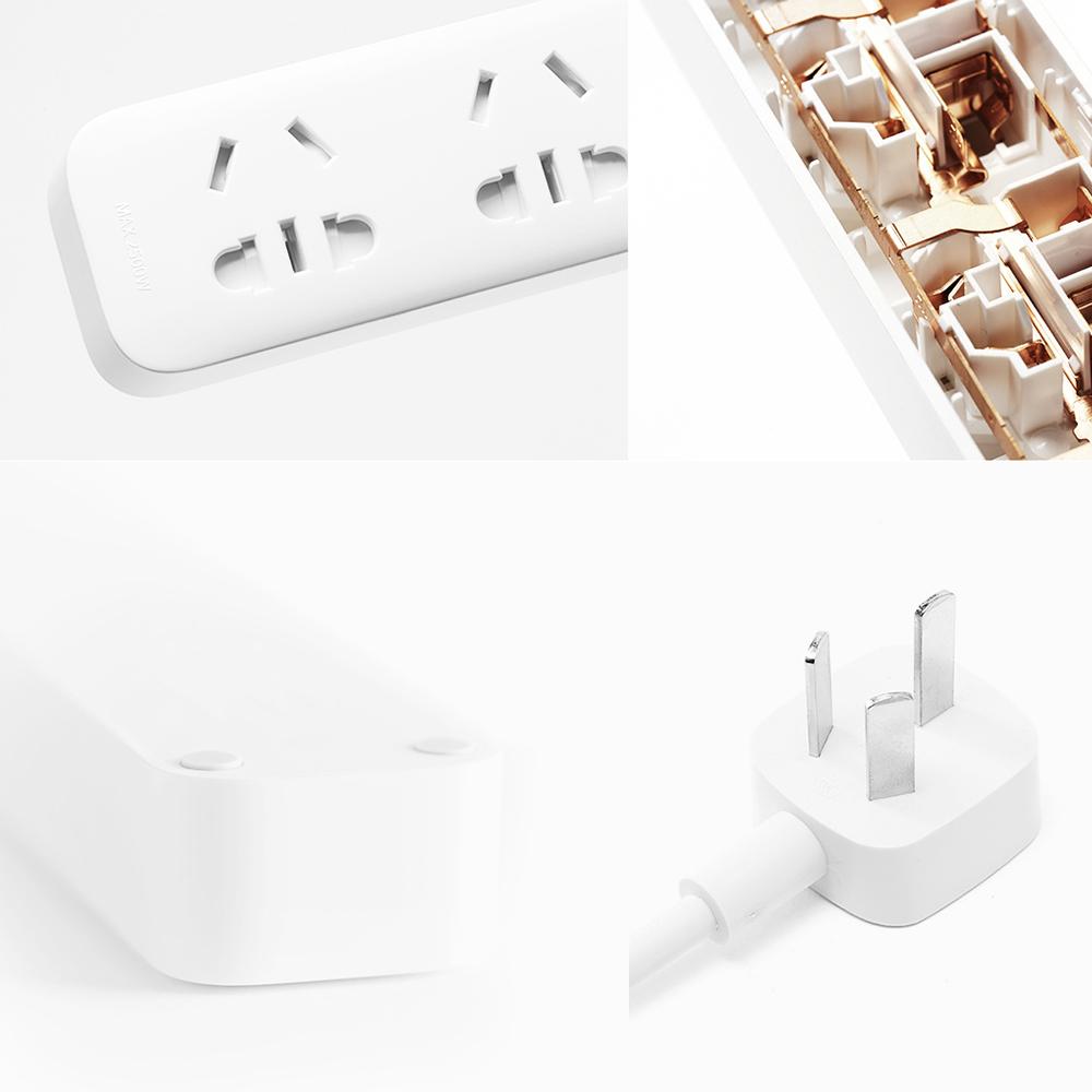 Удлинитель Xiaomi с заземленным сетевым фильтром, 5 розетками и плоской вилкой PowerPort