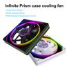 Корпусный вентилятор Infinite Prism ARGB, 120 мм PWM для охлаждения ПК, RGB-вентилятор 5 В 3-pin Aura Sync с дизайном бесконечного зеркала, Высокий воздушный поток, Тихий