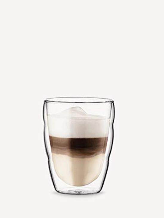 Bodum Glass Cup Tumbler PILATUS Double Wall Glass 250ml Set of 2 Insulates Against Cold and Hot Drinks Double Wall Glass Microwave Safe Oven Safe