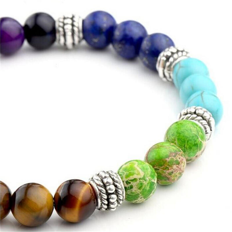 1X женский браслет из 7 драгоценных камней чакра лавовый камень молитва рейки бусины браслет