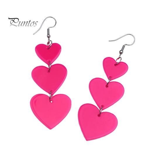 1 пара, три розовых и красных серьги в форме сердца, легкие акриловые висячие серьги, серьги с кисточками, женские ювелирные изделия для девочек-подростков, подарок