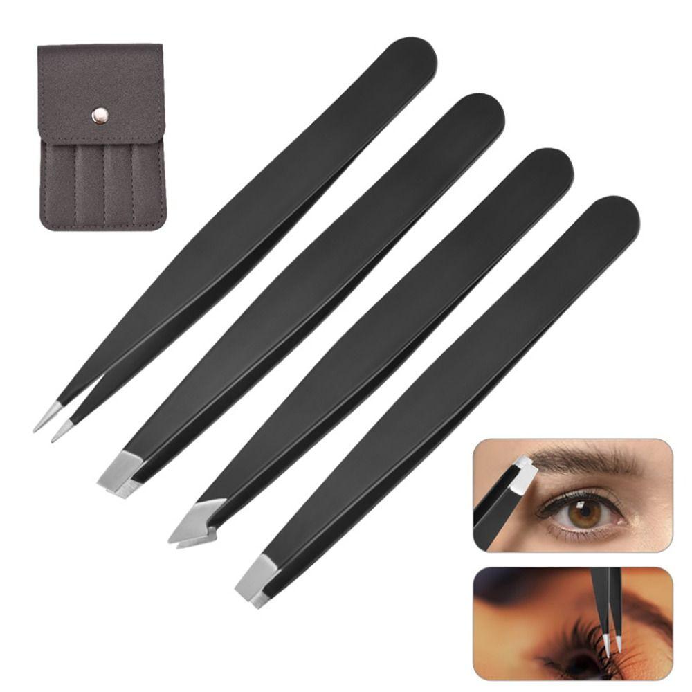 4 Piece Eyebrow Hair Pluckers Stick False Eyelashes Eyebrow Trimming Clip Beauty Tools Tweezers Set