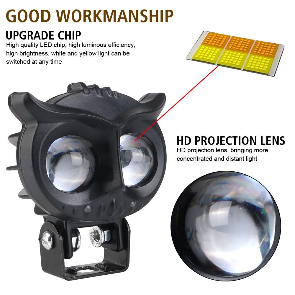 1 шт. двухцветные 2 режима вспомогательные прожекторы сова дизайн аксессуары для мотоциклов фары для мотоцикла мотоцикл скутер противотуманные фары ходовые огни