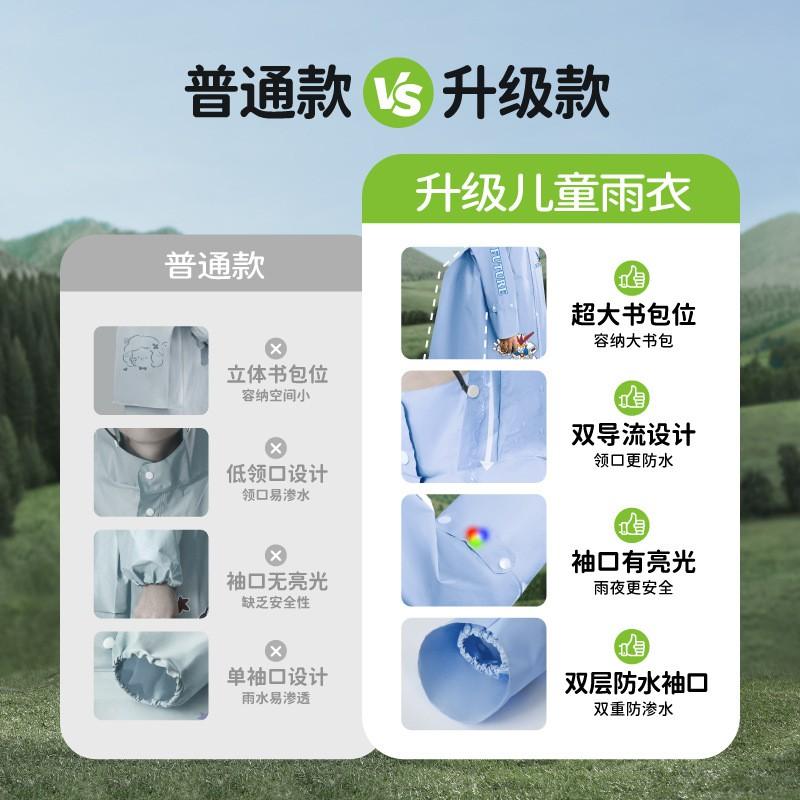 Kids Raincoat School Children 6-12 Years Thickened Full-Coverage Rain Poncho With Reflective Stripes Bike Scooter Compatible