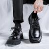 Men Casual Business Wedding Formal Dress Original Leather Shoes Lace-up Derby Shoe Black Stylish Gentleman Platform Footwear Man