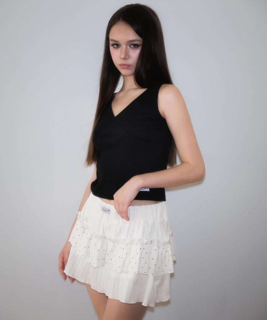 Rose Franz Cancan Frill Mini Skirt [White]