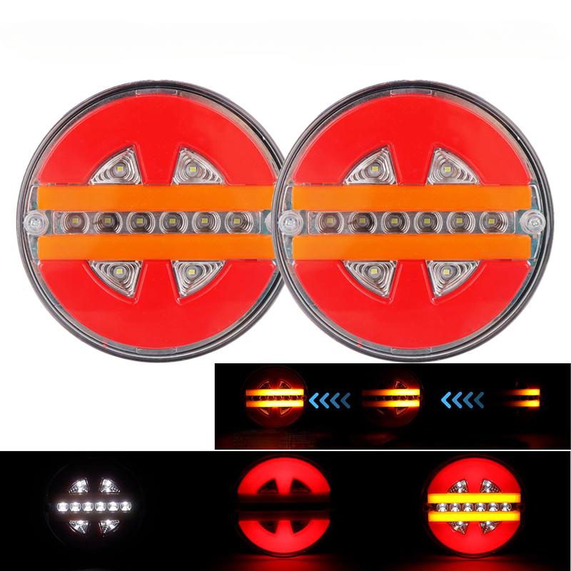 2PCS LED Truck Trailer Tail Lights Waterproof Flow Running Turn Signal Brake Stop Light Pickup Rear Light Tractor Taillights