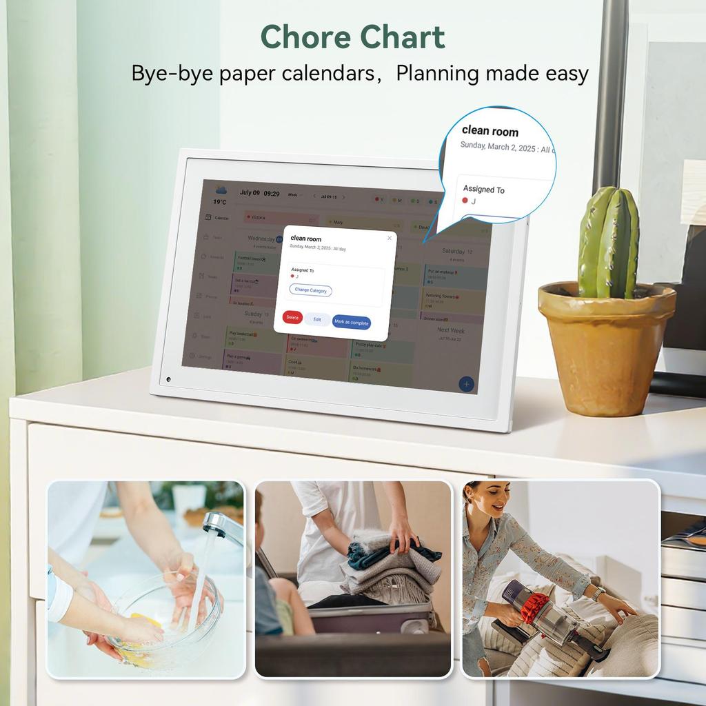 TABWEE Digital Calendar P10 Touch Screen Calendar App Sync List Notepad Family Calendar Electronic Calendar