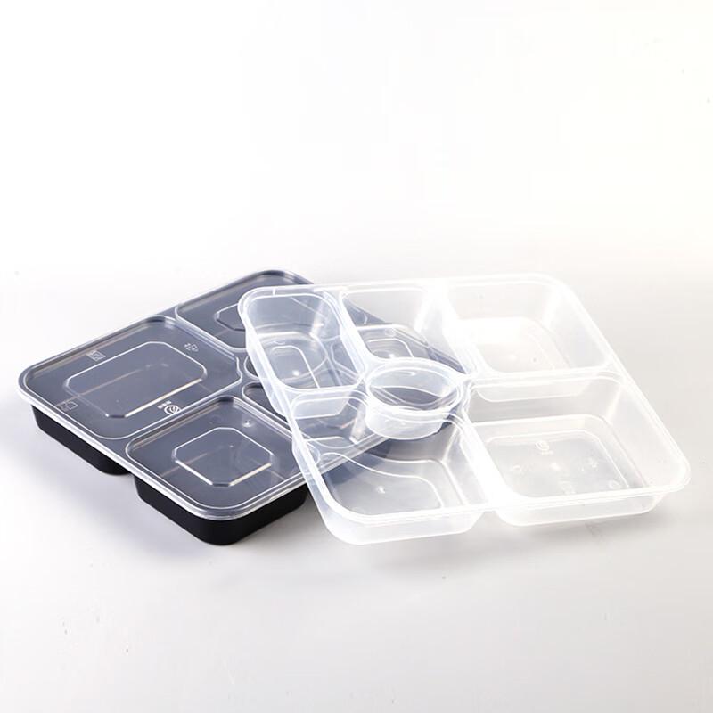 KAZHI Disposable Plastic 6-Compartment Takeaway Meal Box
