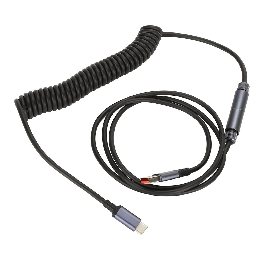 Спиральный кабель USB C Профессиональный удлиняемый кабель USB C на USB A с двумя рукавами для механической клавиатуры