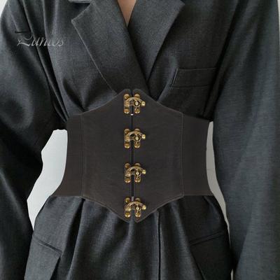 Корсет из искусственной кожи с широкими полями, эластичный пояс в стиле ретро для женщин, регулируемый корсет, утягивающий талию